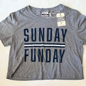 Where I’m From Gray Crop Top with Sunday Funday Print Size S NWT
